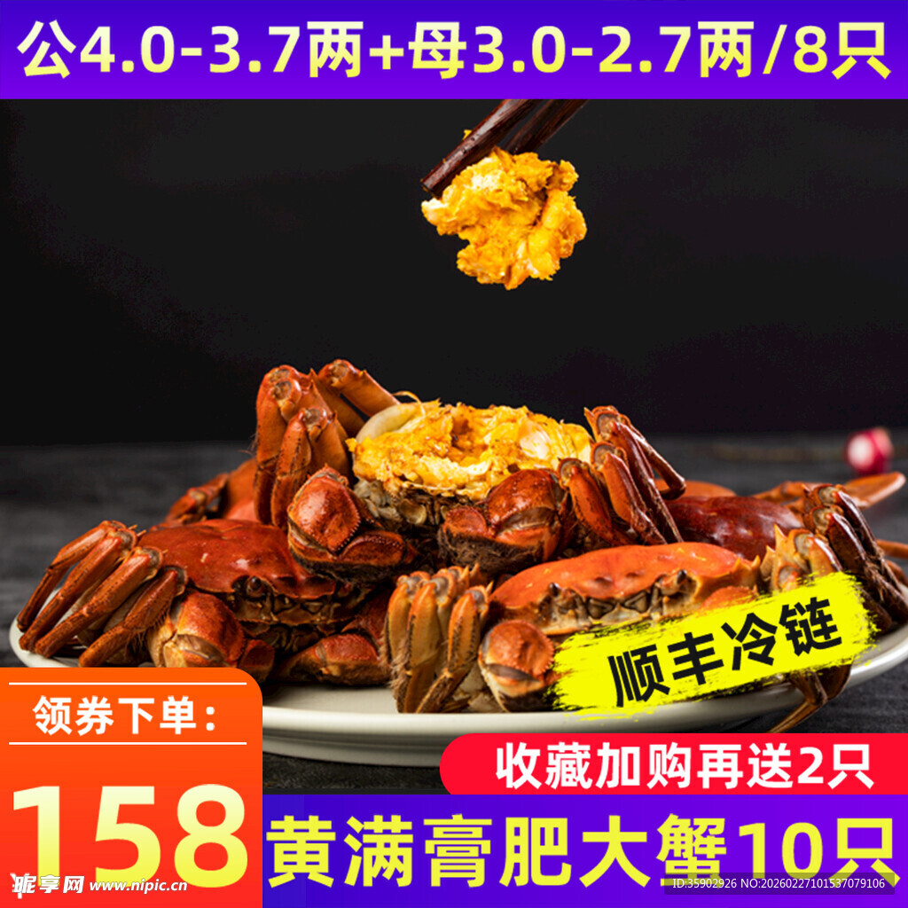 鲜活毛蟹黄满膏肥超诱人