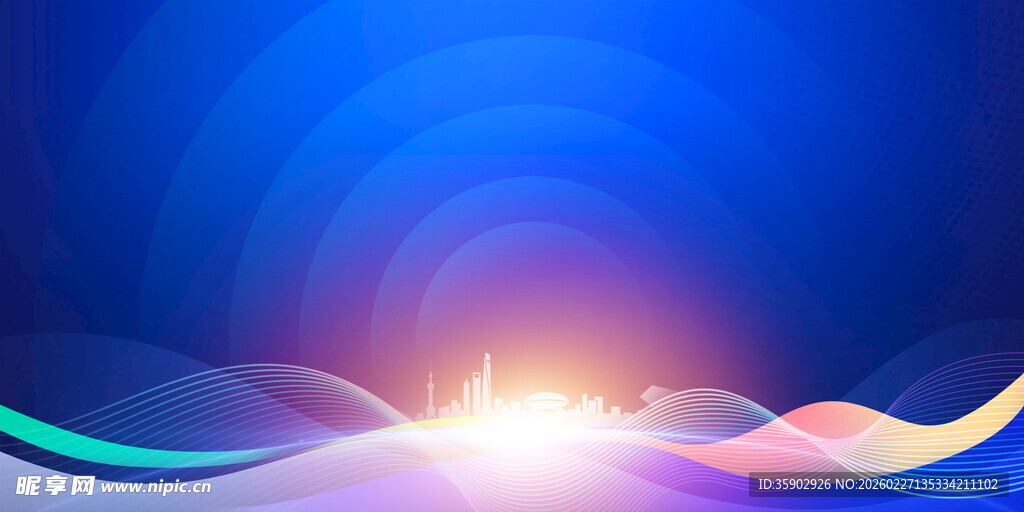 梦幻渐变蓝色科技背景图