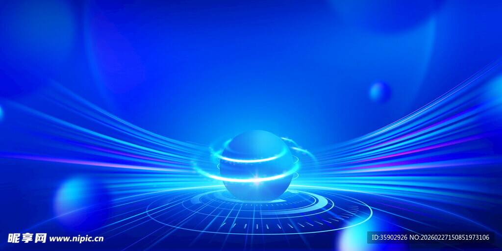 科技感蓝色未来球体场景