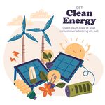 清洁能源风车与太阳能板