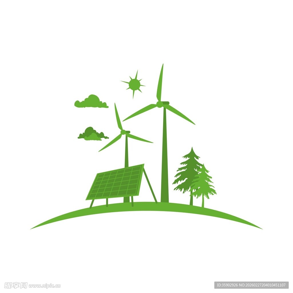 绿色环保能源场景插画
