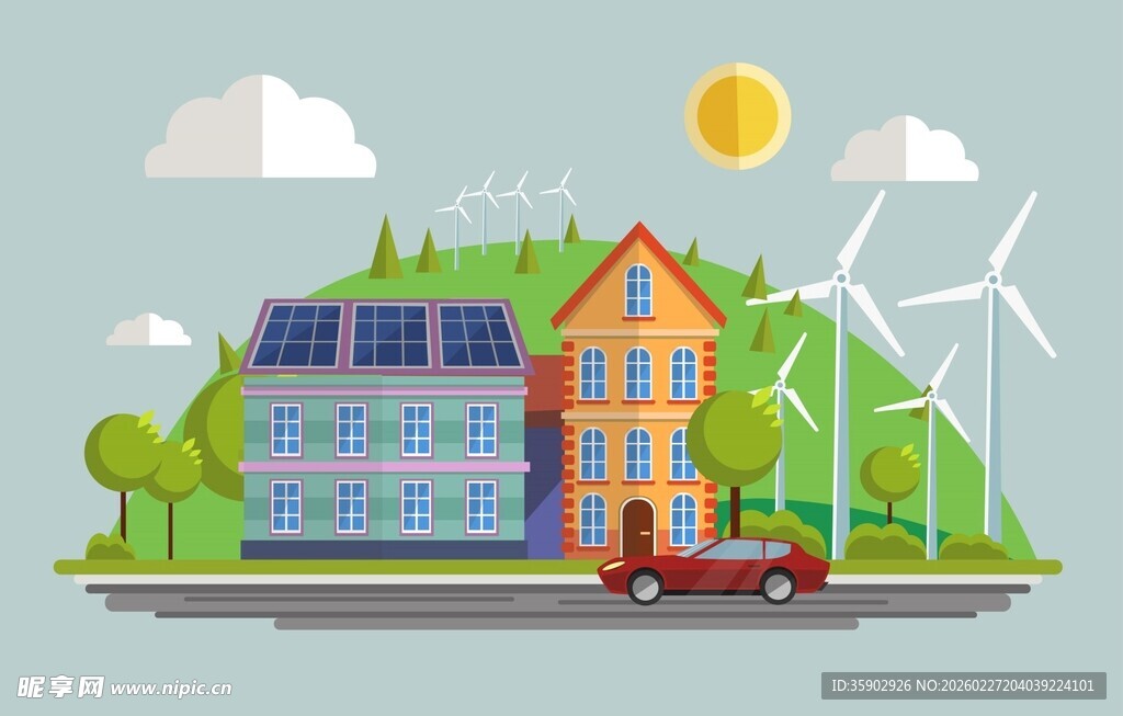 绿色环保的节能建筑场景