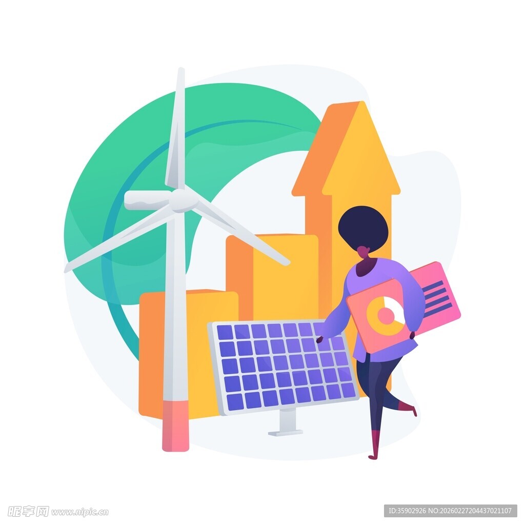 女子与新能源设施场景
