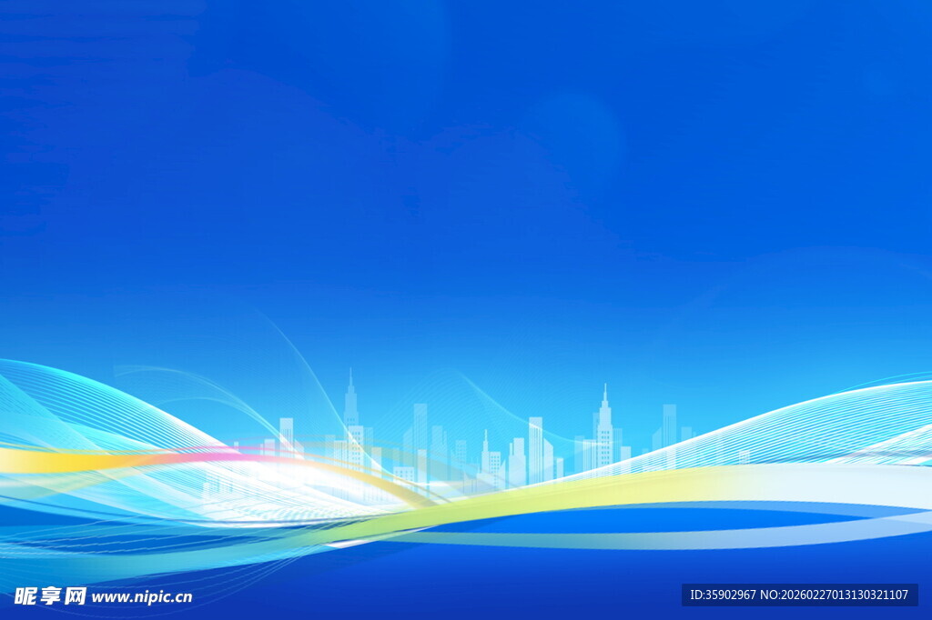 梦幻蓝色城市背景图