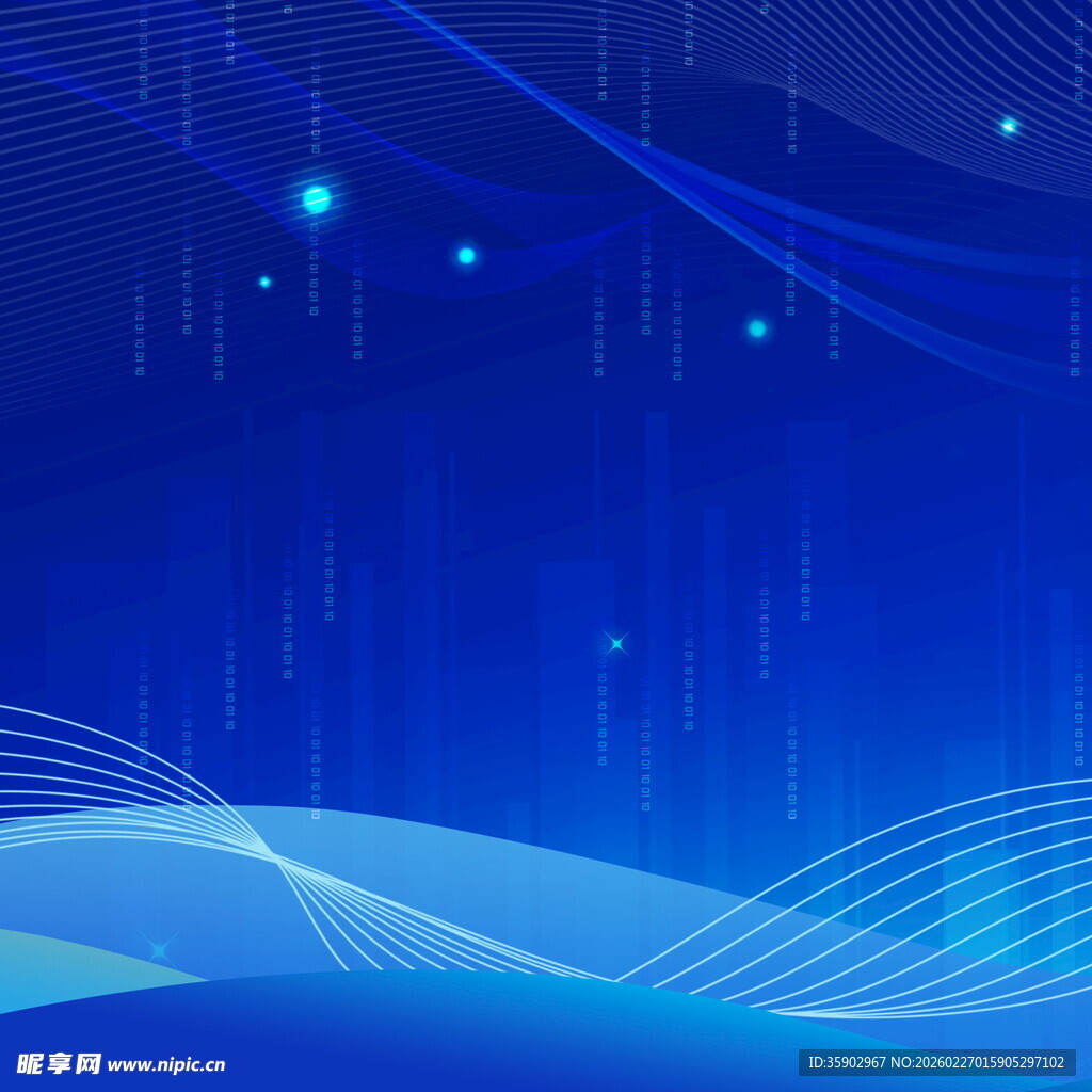 蓝色科技风抽象线条背景图