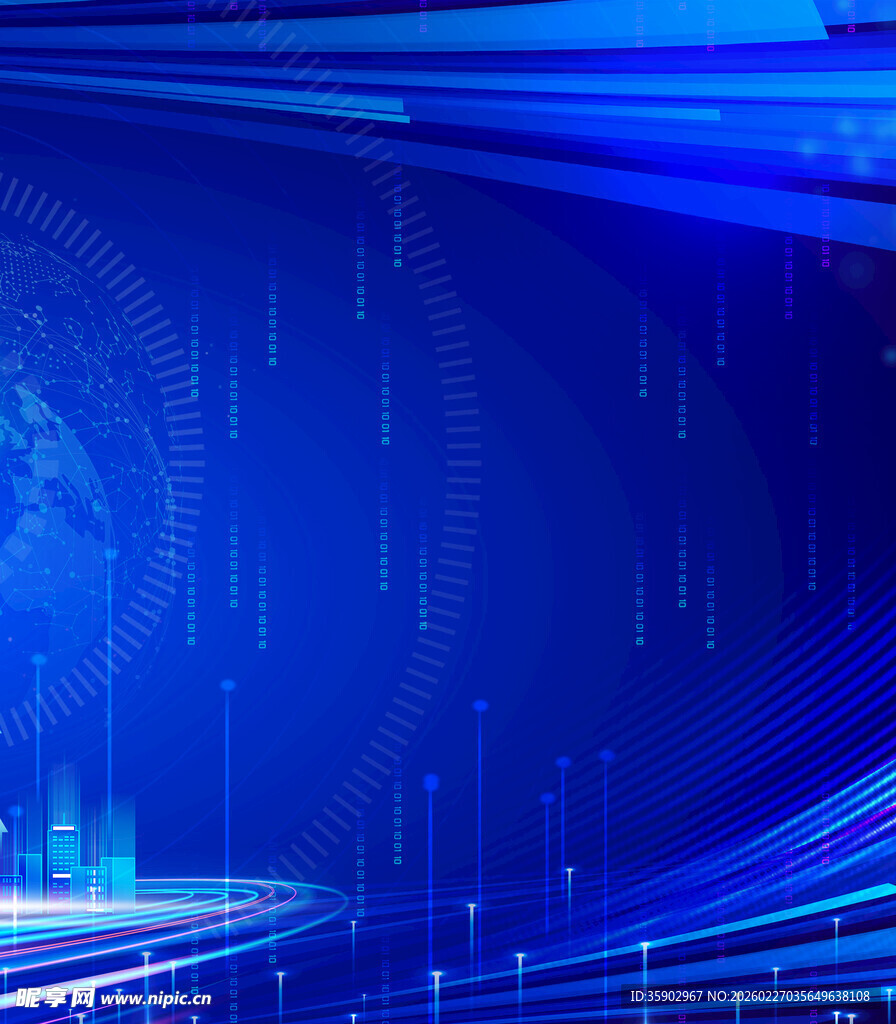 科技感蓝色数字背景画面