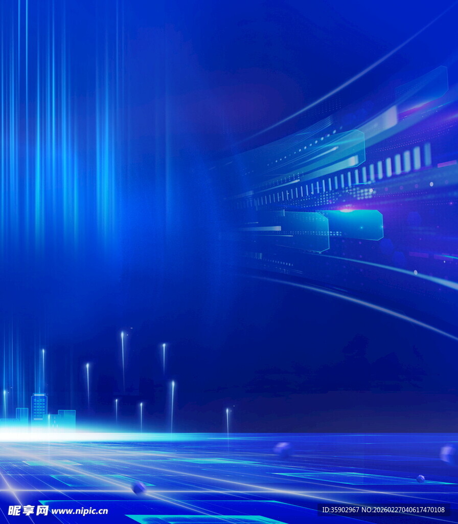 科技感蓝色数字背景画面