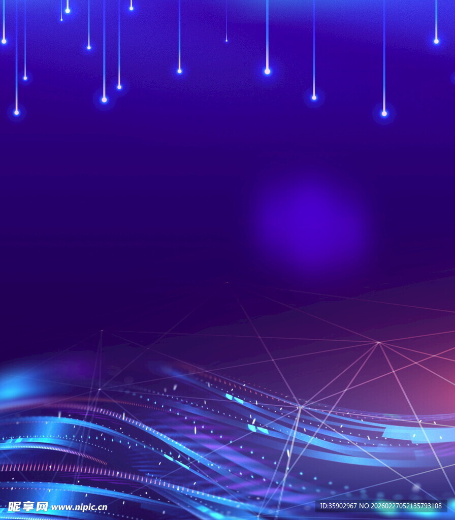 梦幻科技感蓝色线条背景图