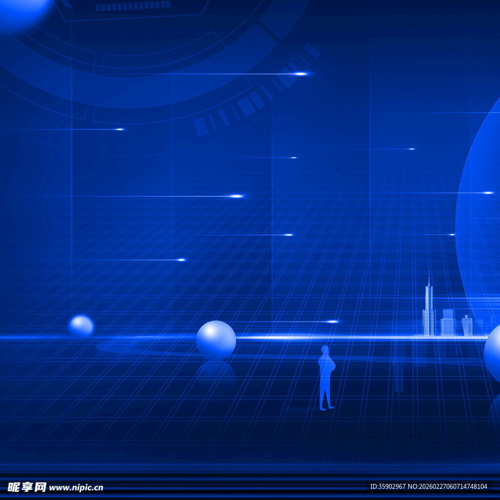 科技感蓝色未来场景背景