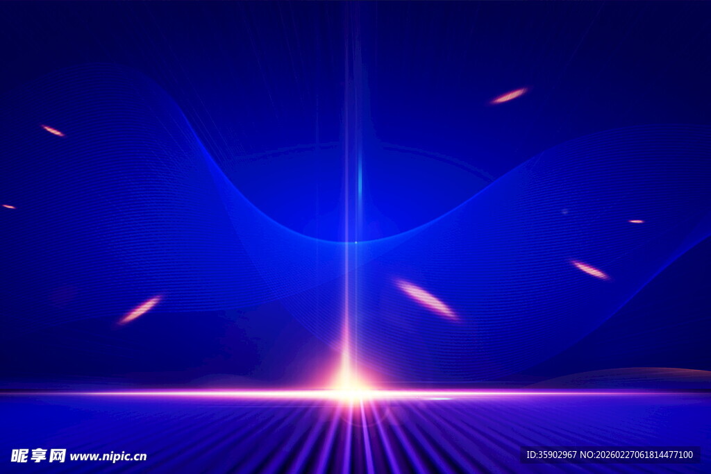 蓝色炫光科幻舞台背景