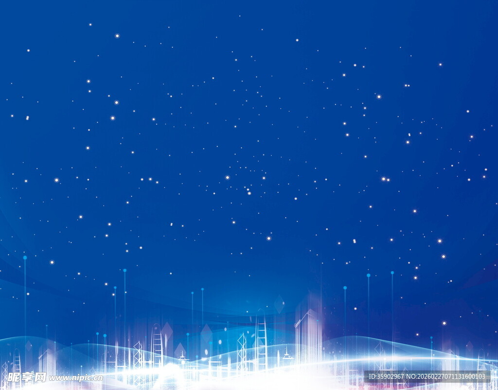 梦幻星空下的城市夜景