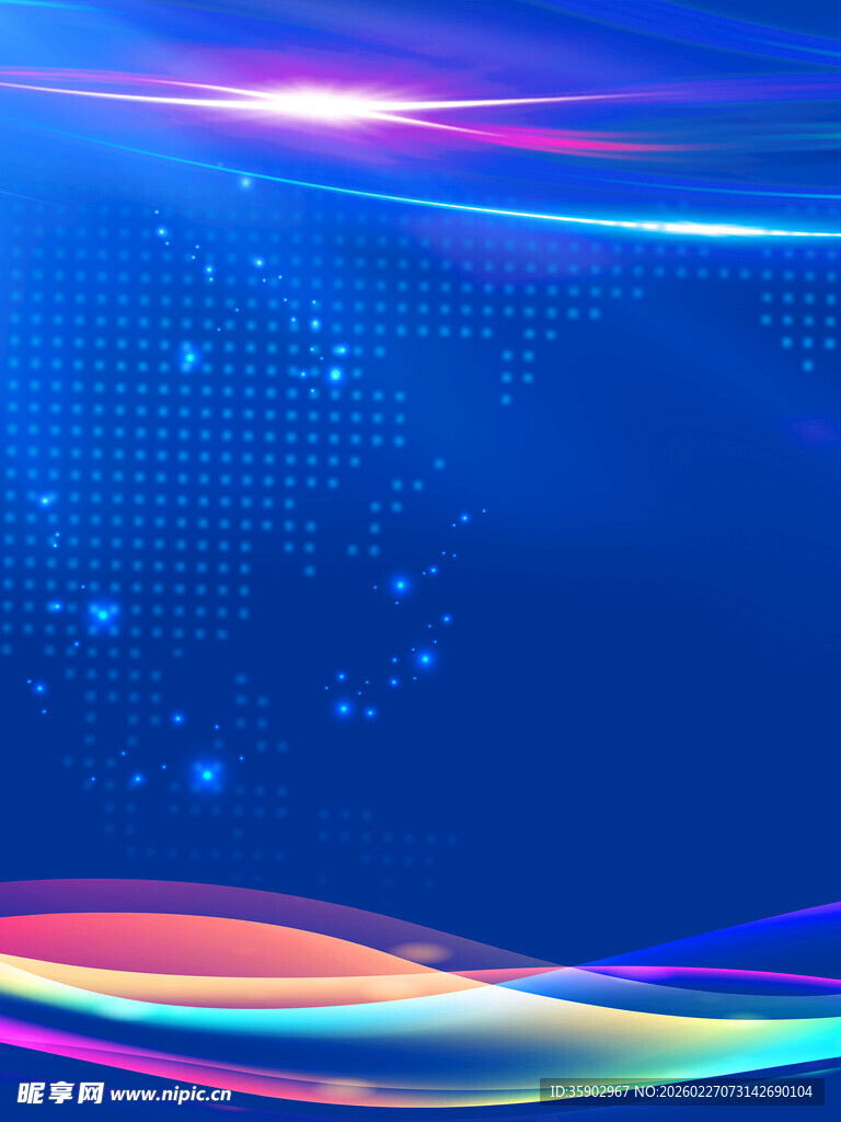梦幻炫彩蓝色线条背景图