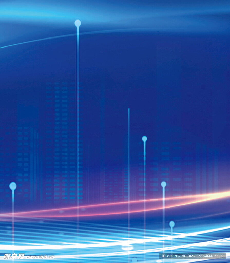 科技感蓝色线条光影背景图