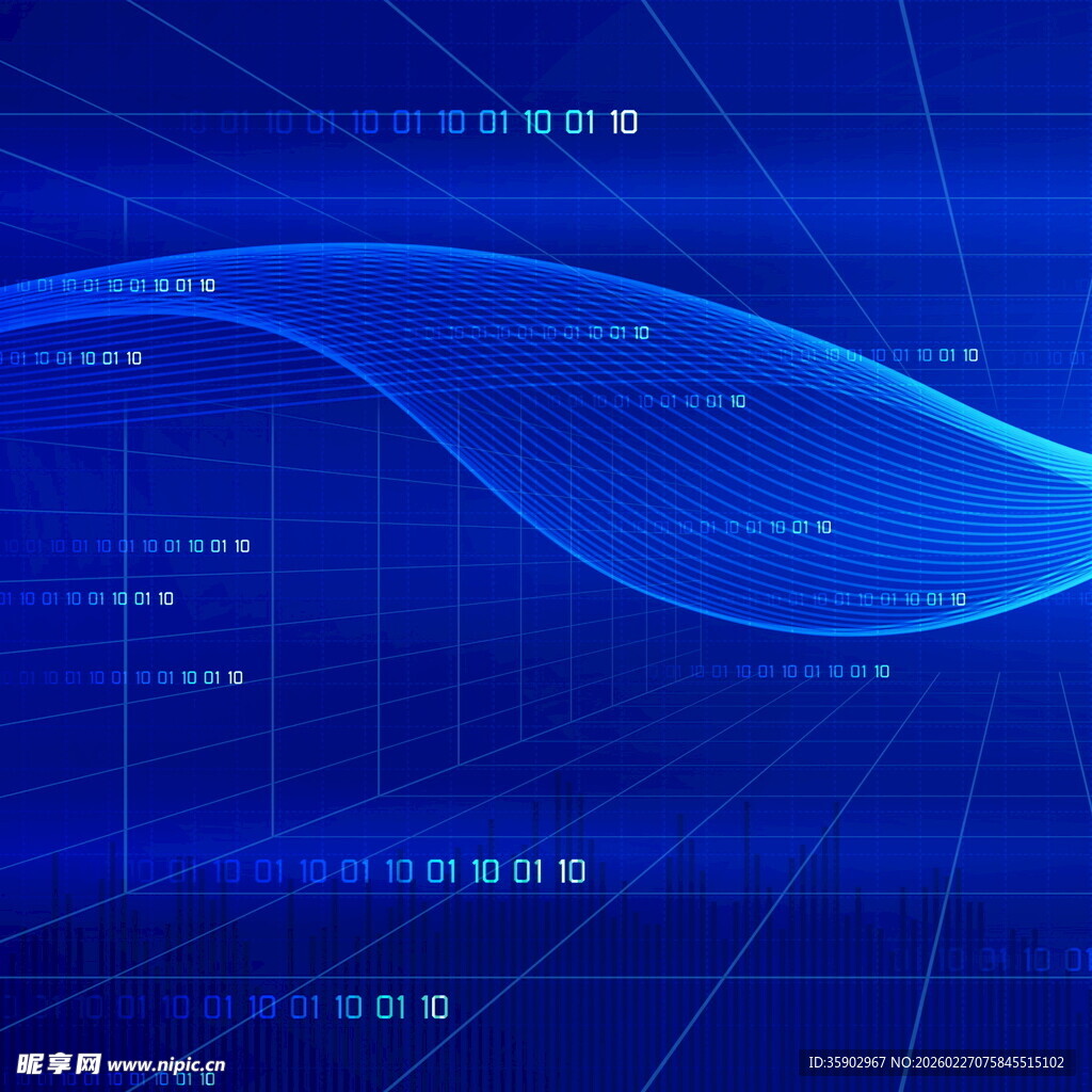 科技感蓝色波浪背景图