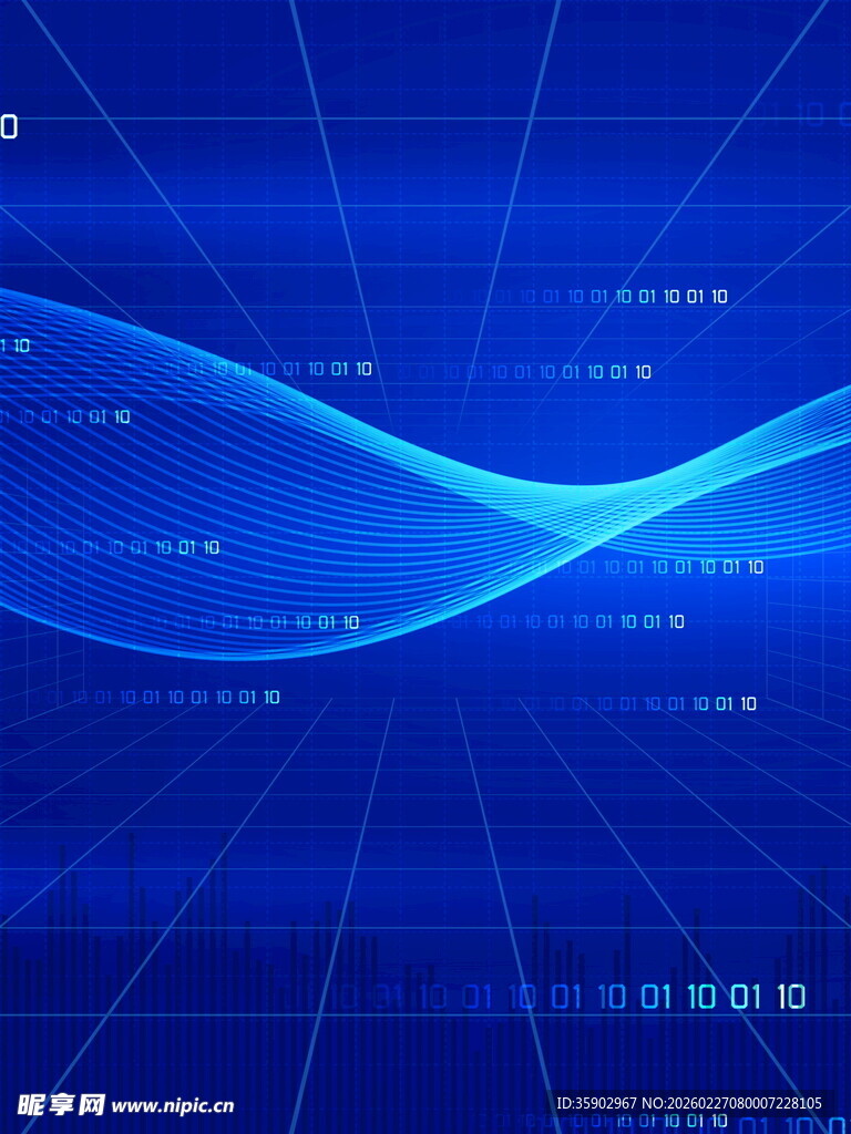 蓝色科技风波浪背景图