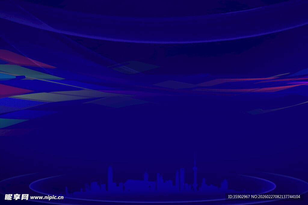 梦幻蓝色抽象光影背景