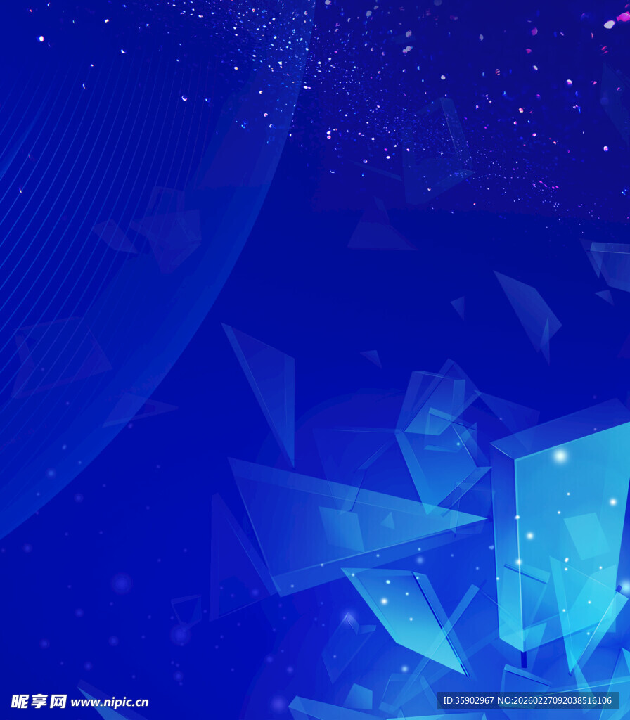 梦幻蓝色破碎几何背景图