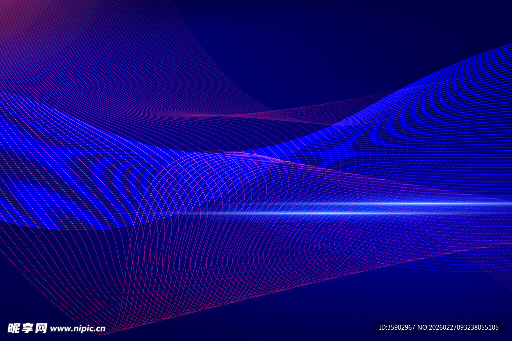 梦幻蓝紫渐变波浪背景图