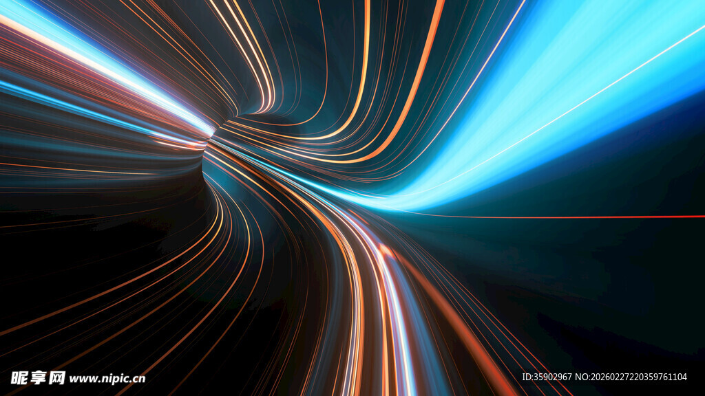 炫彩流动光线抽象背景图