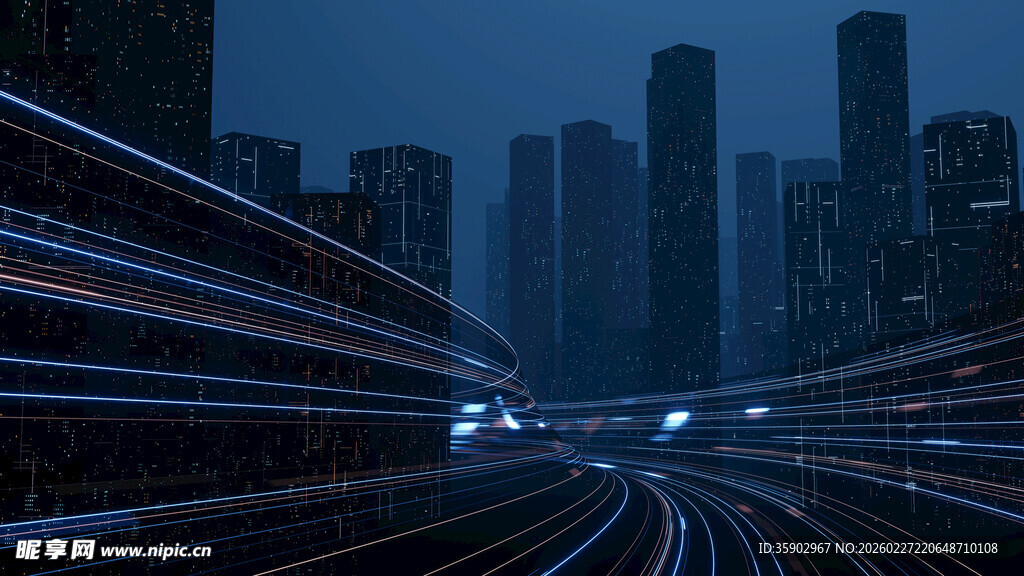 城市夜景车流光影轨迹