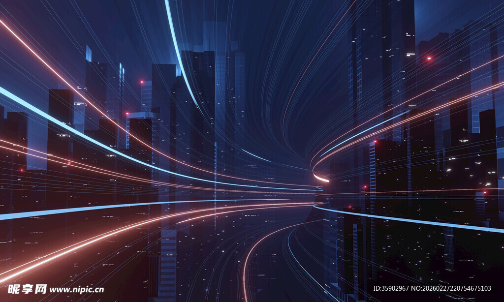 城市夜景车流光影轨迹