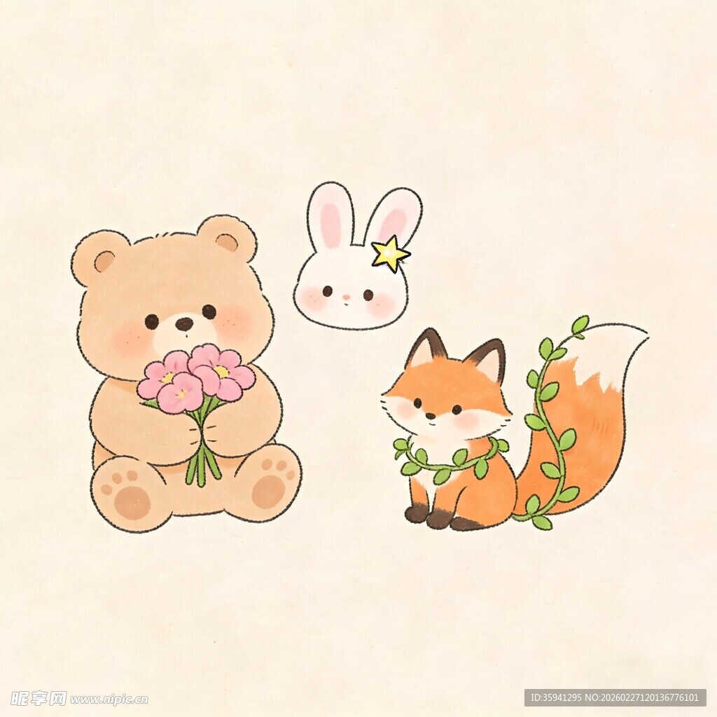 可爱小动物插画