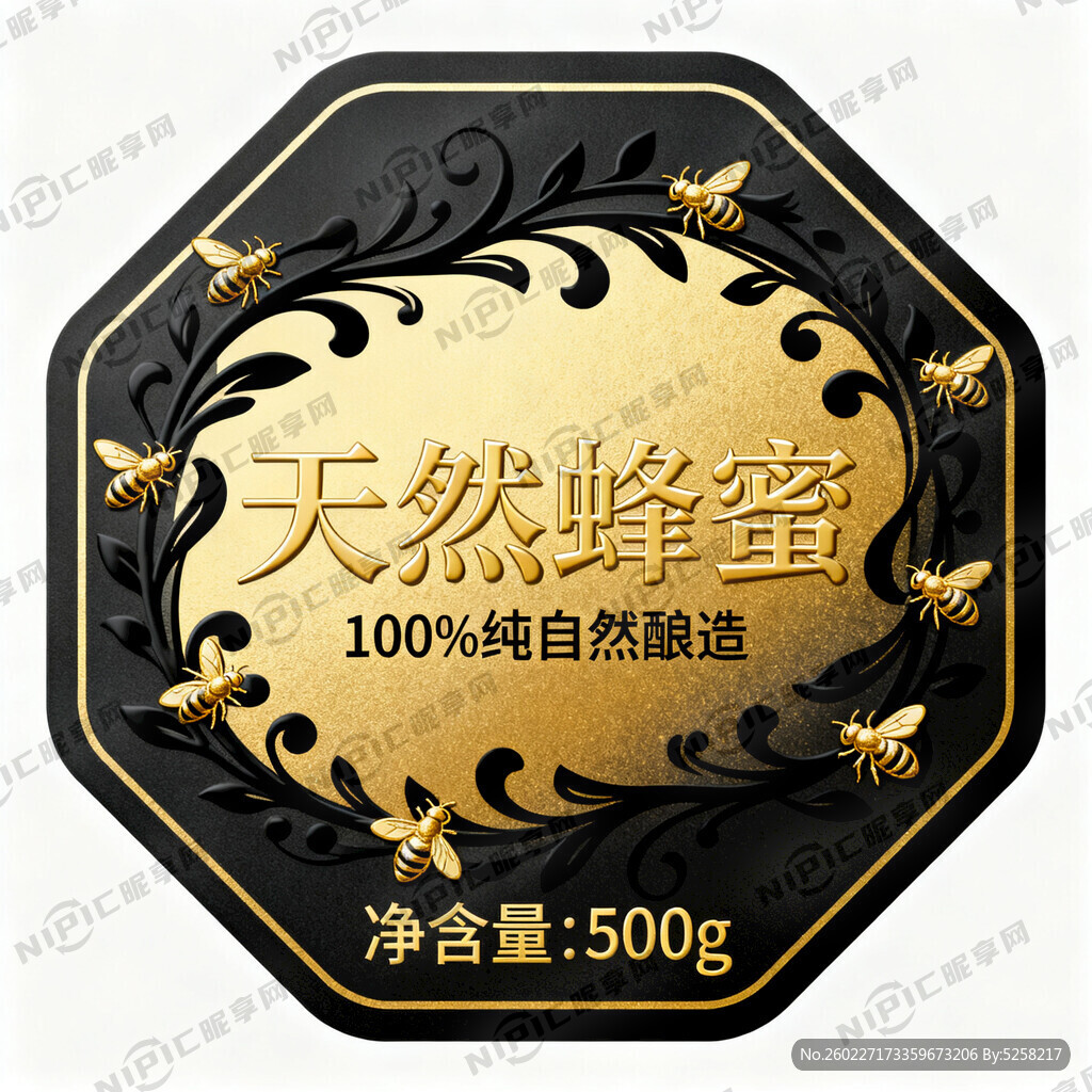 黑金风格蜂蜜标签