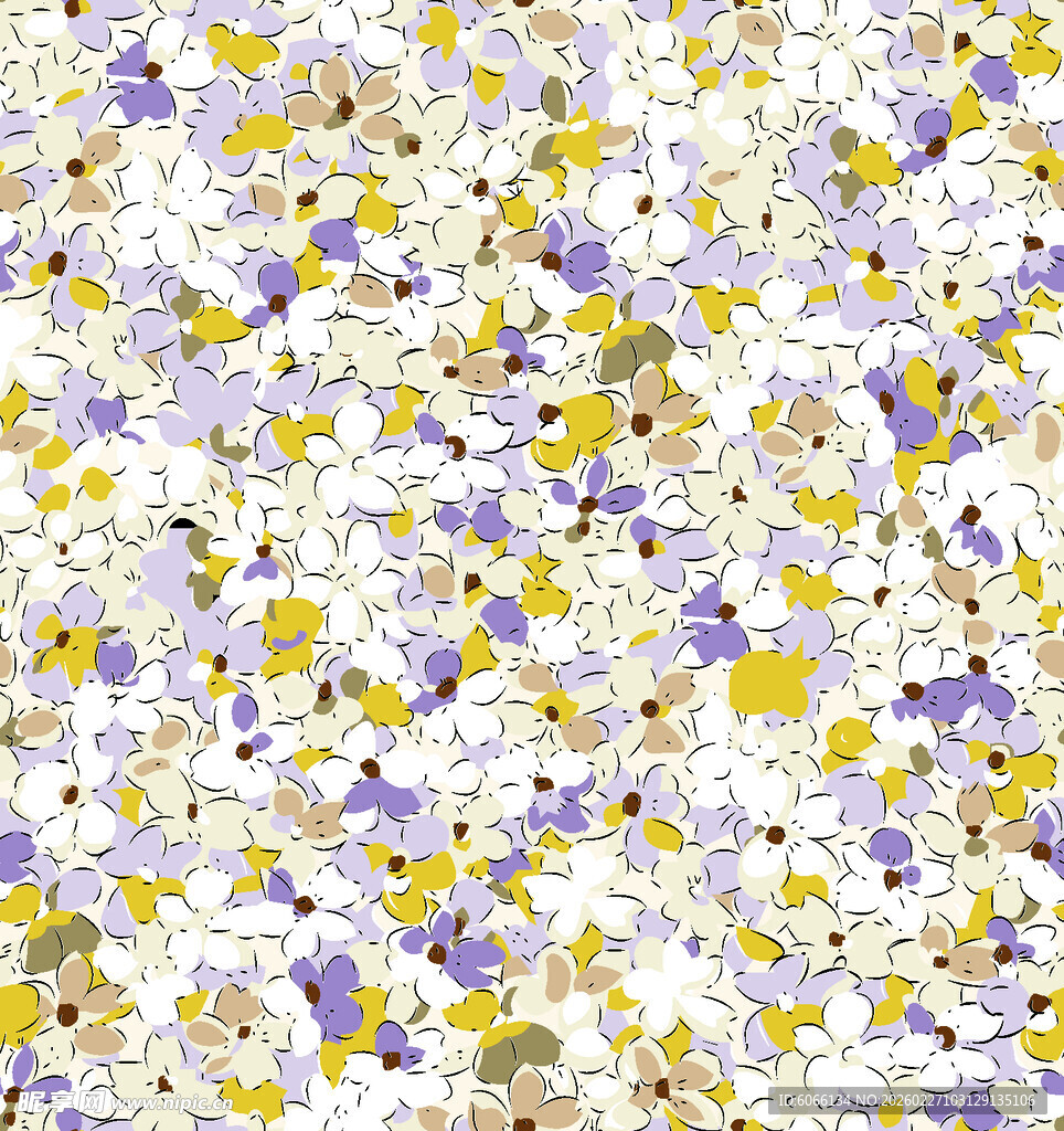 缤纷三色小花绽放画面