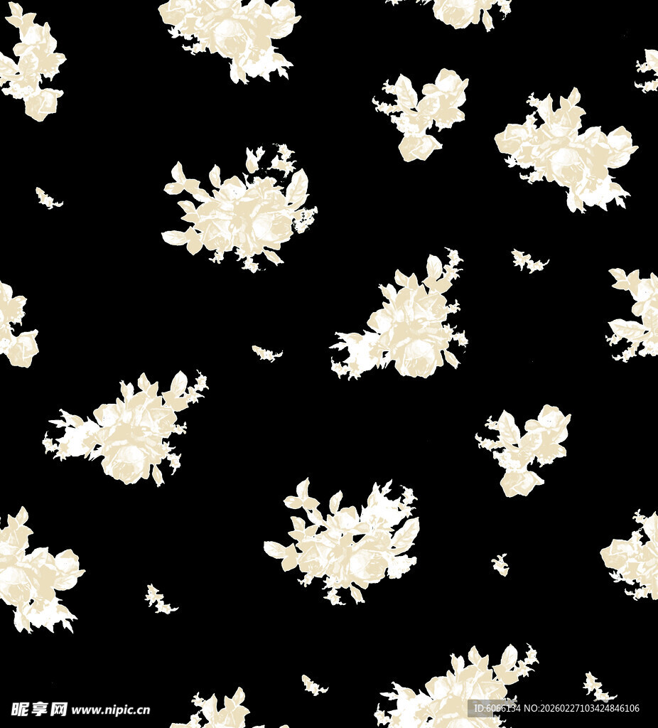 黑色背景上的白色花卉图案