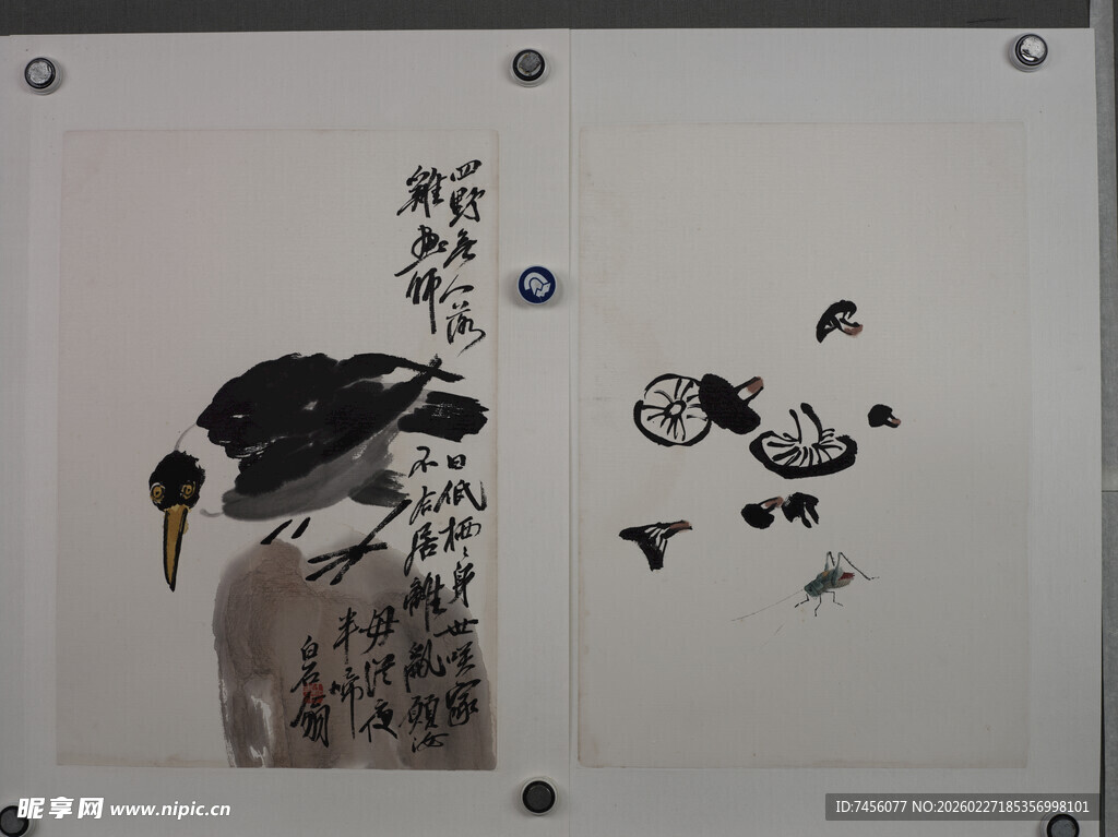 齐白石水墨仙鹤图