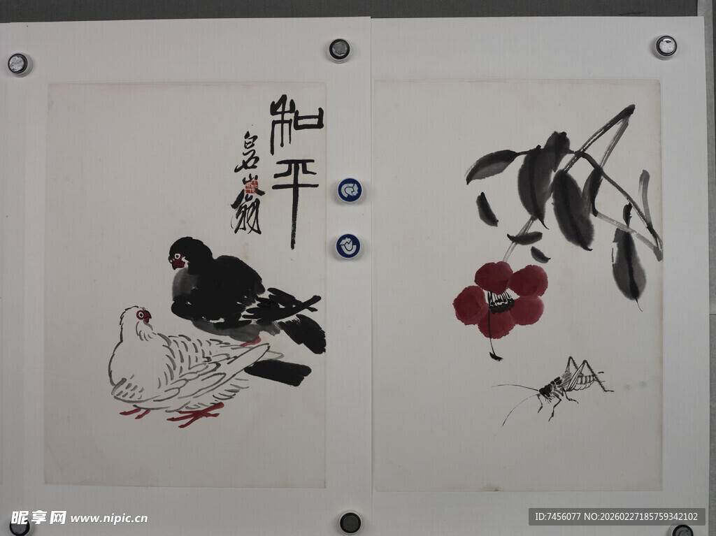 齐白石水墨花鸟小品画