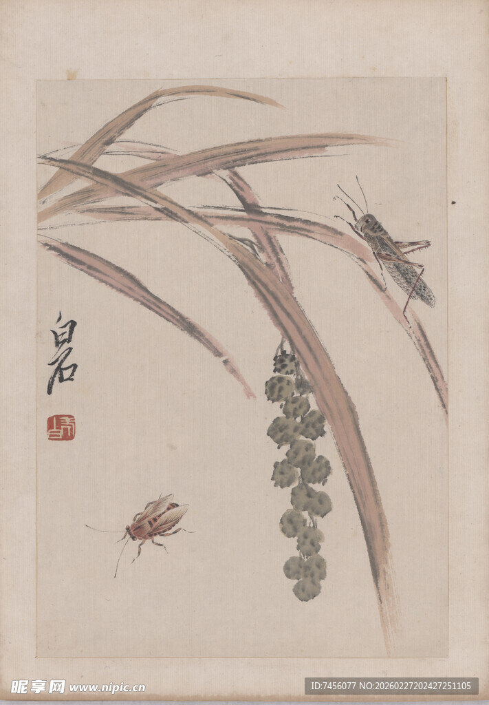 齐白石水墨草虫图