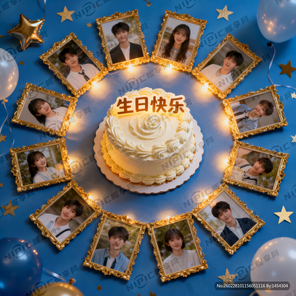 生日主题背景 蓝色为主题背景