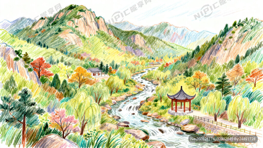 手绘花山寨风景区图