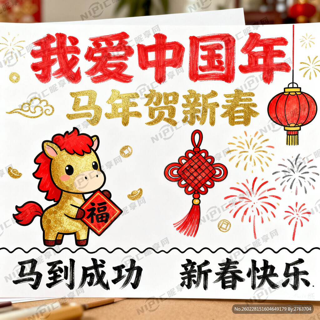 8开纸马年贺新春
