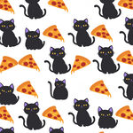 黑猫与披萨图案