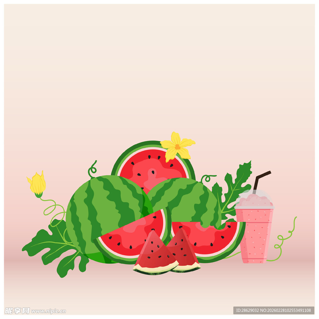 夏日西瓜与清凉饮品