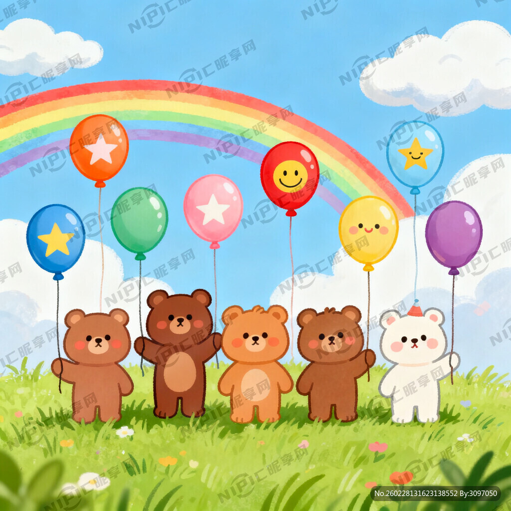 儿童节有熊卡通还有汽球图案