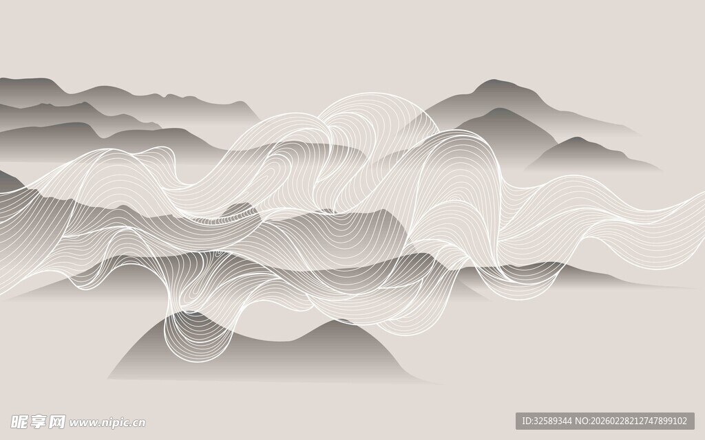 水墨群山意境图