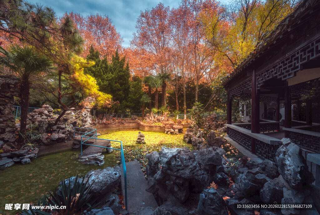 秋日中式庭院美景