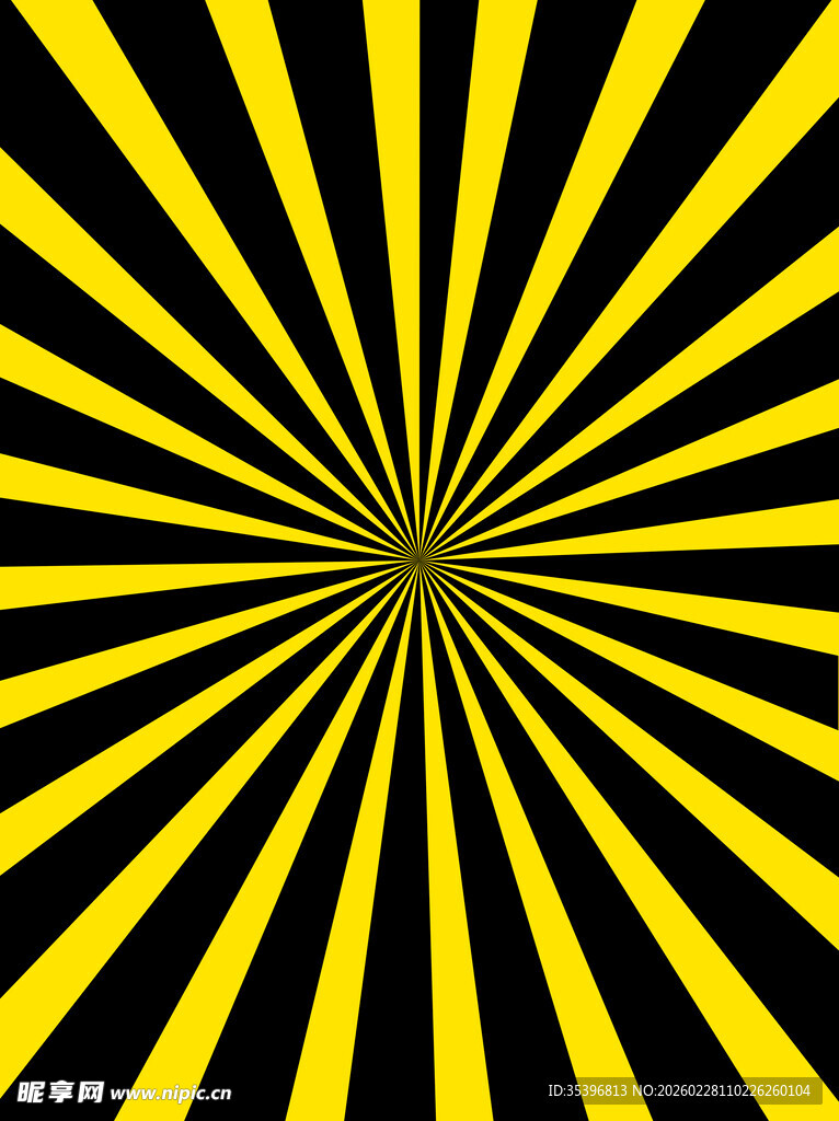 放射状黄黑条纹抽象图案