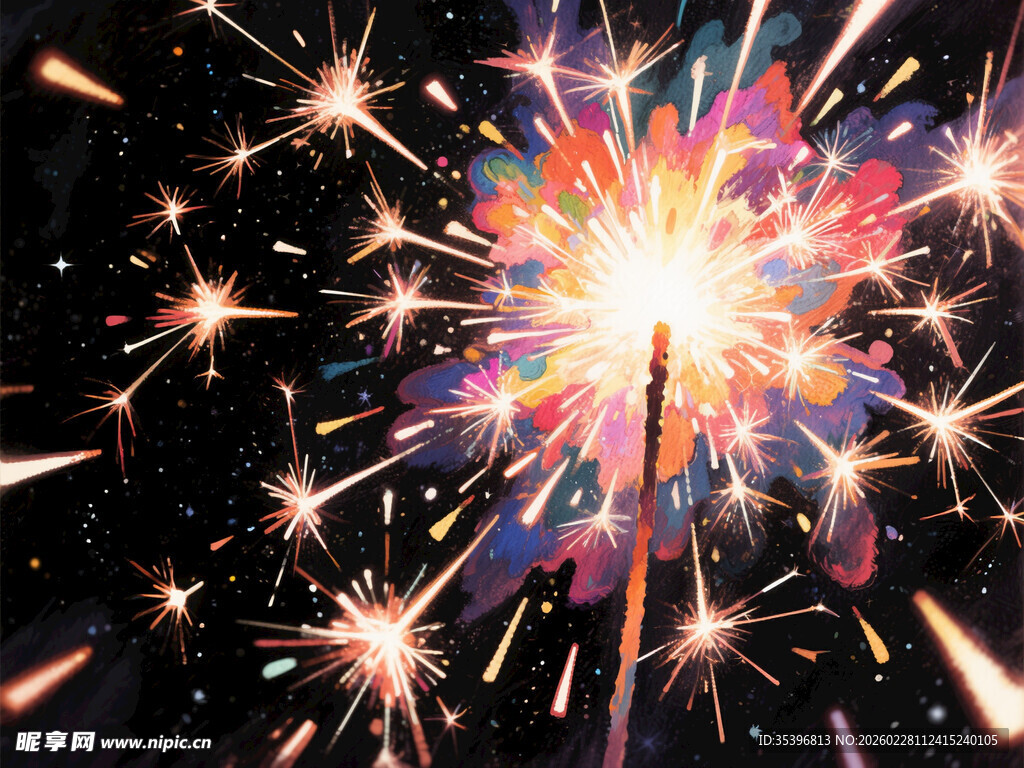 绚丽烟花绽放夜空