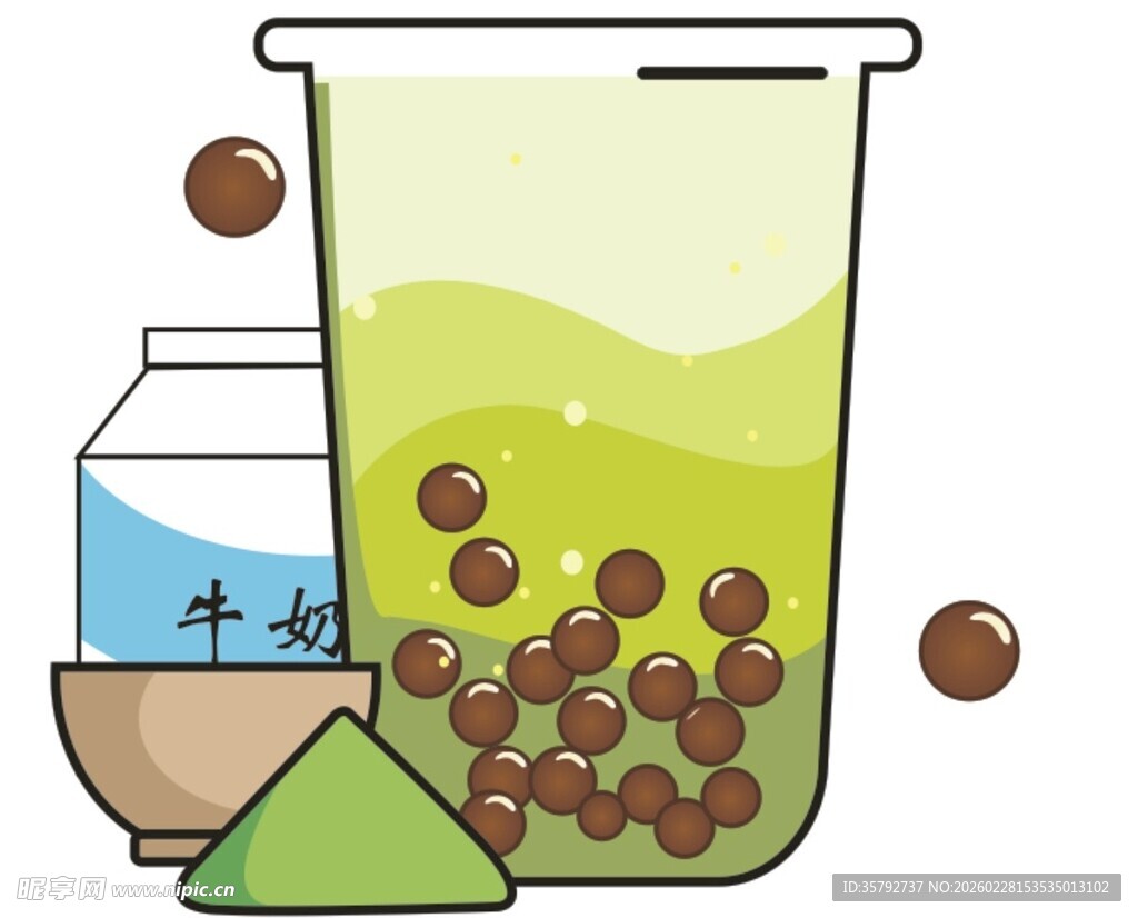 牛奶抹茶珍珠饮品制作