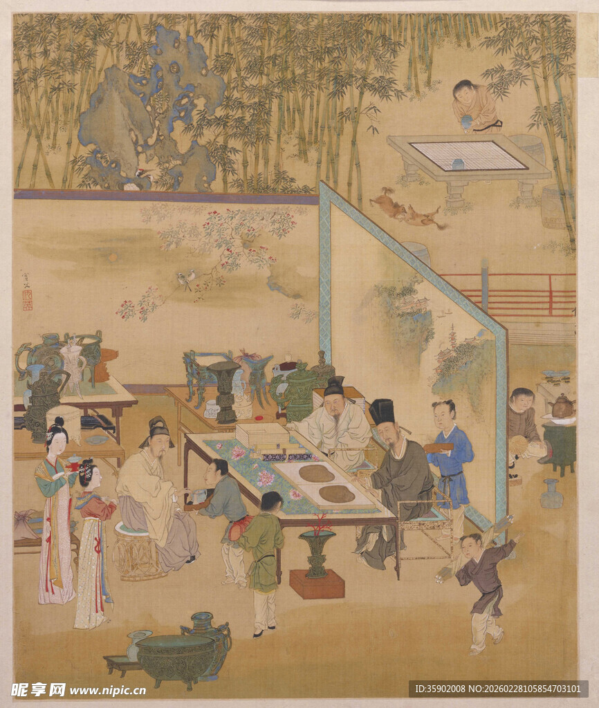 仇英作品古代文人雅集场景图