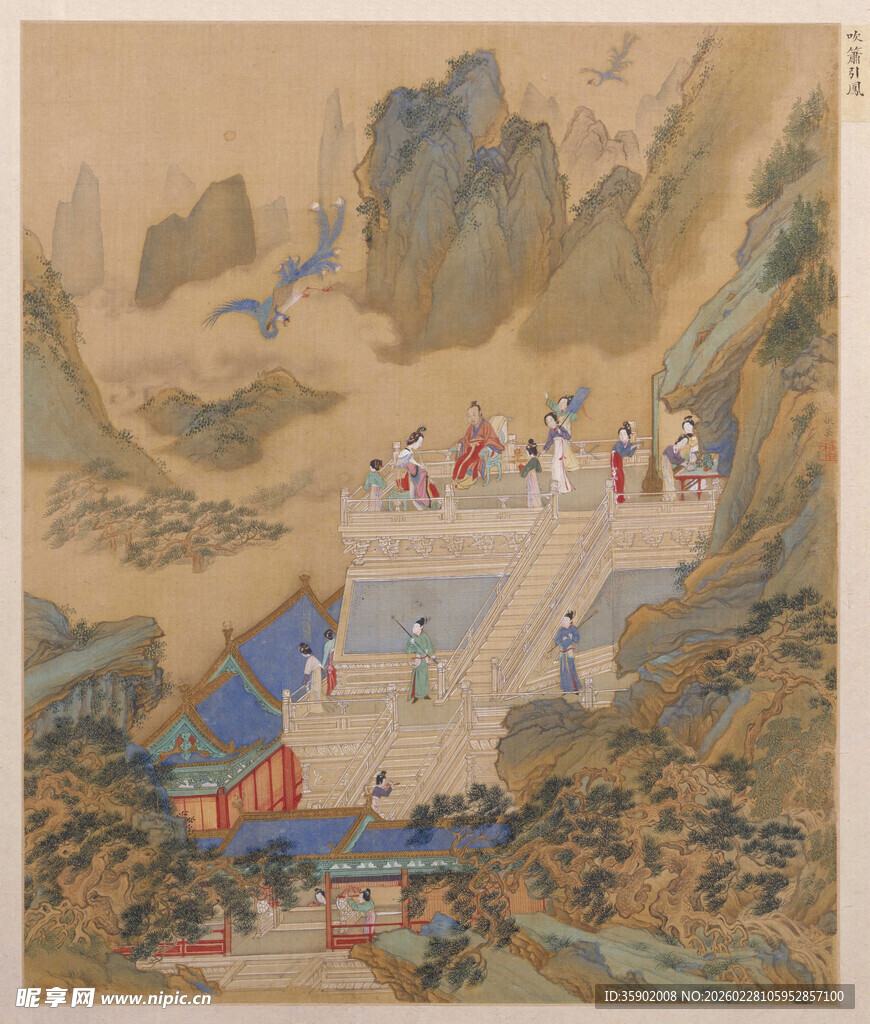 仇英作品古代山水间的出行场景