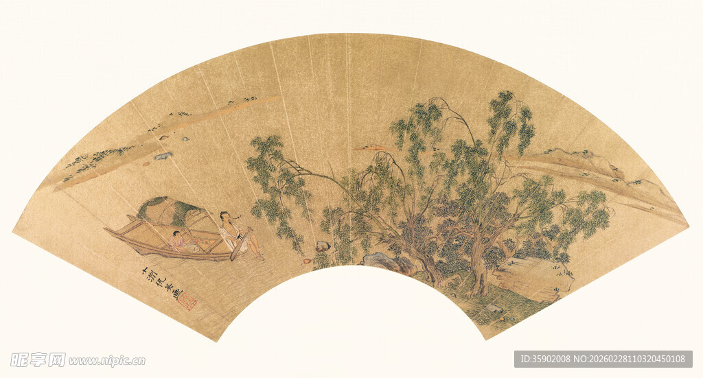 仇英作品山水扇面画