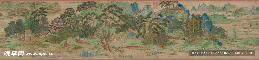 仇英作品山水风景图