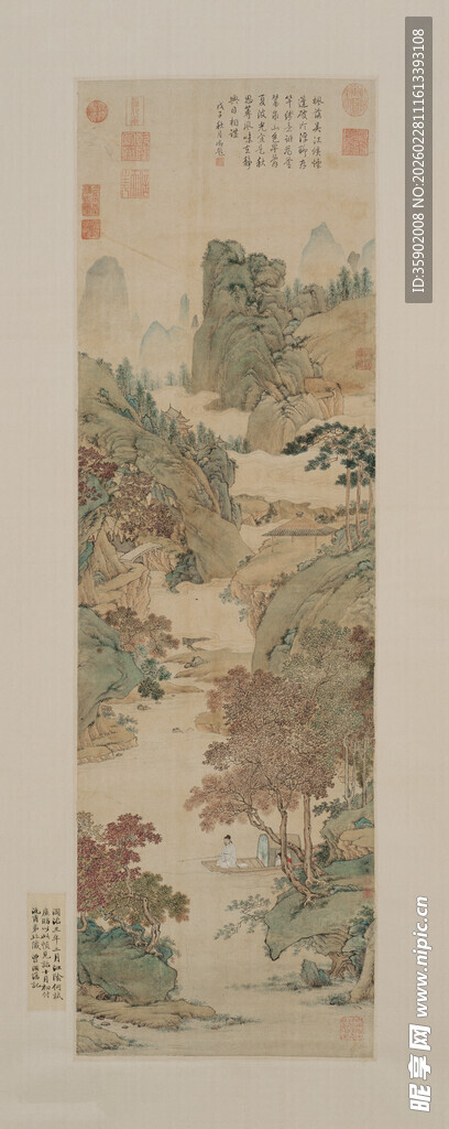 仇英作品古代山水画卷场景