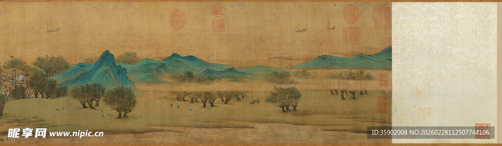 仇英作品千里江山图局部