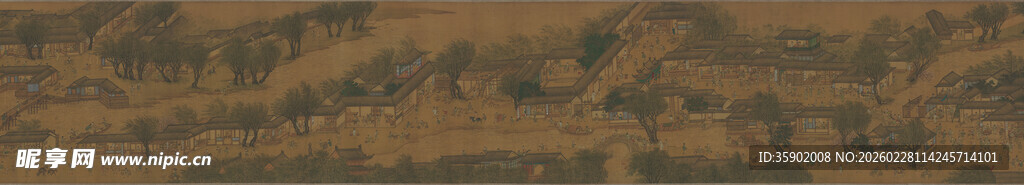 仇英作品棕色木纹背景图